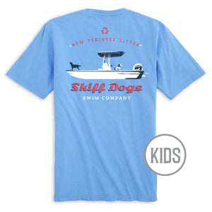 
                  
                    Load image into Gallery viewer, Skiff Dogs: Kid&amp;#39;s Short Sleeve T-Shirt - Light Blue
                  
                