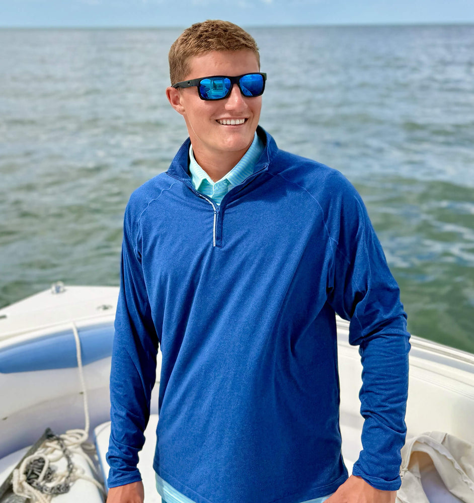 
                  
                    Load image into Gallery viewer, Skiff Dogs: Ocean Flex Quarter Zip - Tidal Blue
                  
                