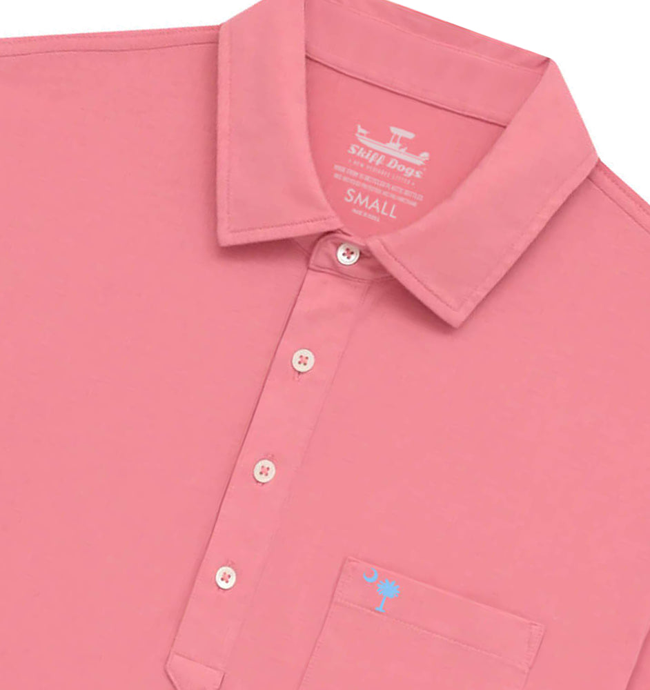 Upcycled Surf Polo: Palmetto Moon - Coral