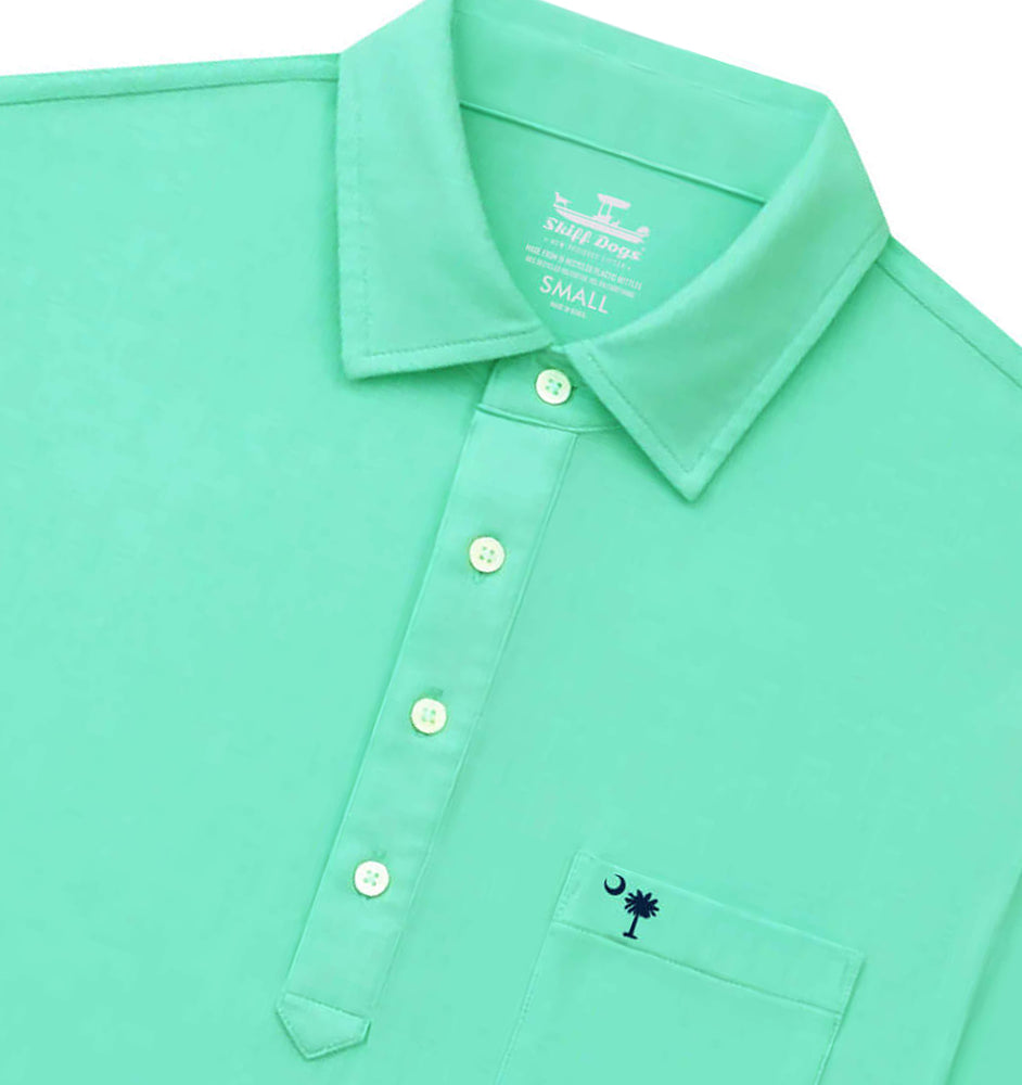 Upcycled Surf Polo: Palmetto Moon - Seaglass