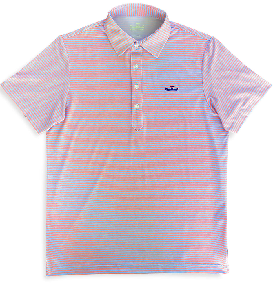 
                  
                    Load image into Gallery viewer, Skiff Dogs: Slack Tide Polo - Coral/Light Blue
                  
                