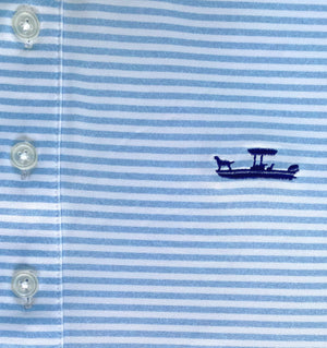 
                  
                    Load image into Gallery viewer, Skiff Dogs: Slack Tide Polo - Light Blue/White
                  
                