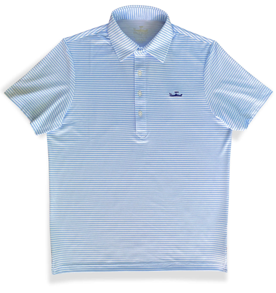 
                  
                    Load image into Gallery viewer, Skiff Dogs: Slack Tide Polo - Light Blue/White
                  
                