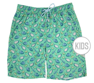 
                  
                    Load image into Gallery viewer, Oyster Affair: Kid&amp;#39;s Swim Trunks - Mint
                  
                