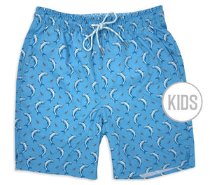 
                  
                    Load image into Gallery viewer, Tarpon Tricks: Kid&amp;#39;s Swim Trunks - Turquoise
                  
                