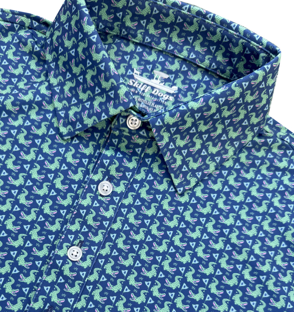 Hazard on Eight: Upcycled Club Polo - Navy – Skiff Dogs