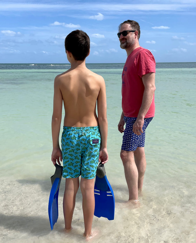
                  
                    Load image into Gallery viewer, Spiny Lobster Season: Kid&amp;#39;s Swim Trunks - Deep Blue
                  
                