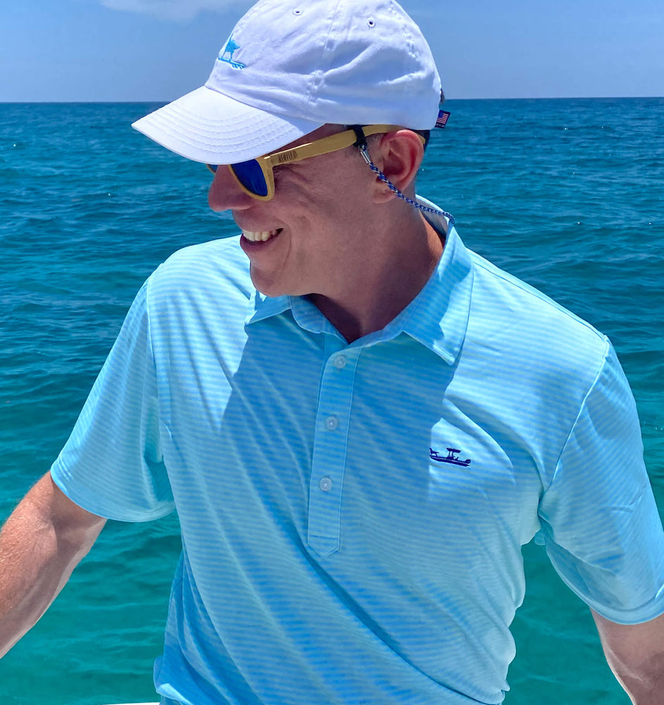 
                  
                    Load image into Gallery viewer, Skiff Dogs: Slack Tide Polo - Mint/Light Blue
                  
                