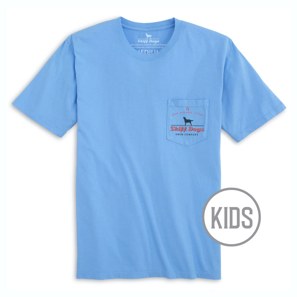 
                  
                    Load image into Gallery viewer, Skiff Dogs: Kid&amp;#39;s Short Sleeve T-Shirt - Light Blue
                  
                
