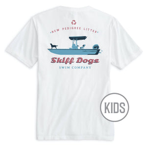 
                  
                    Load image into Gallery viewer, Skiff Dogs: Kid&amp;#39;s Short Sleeve T-Shirt - White
                  
                