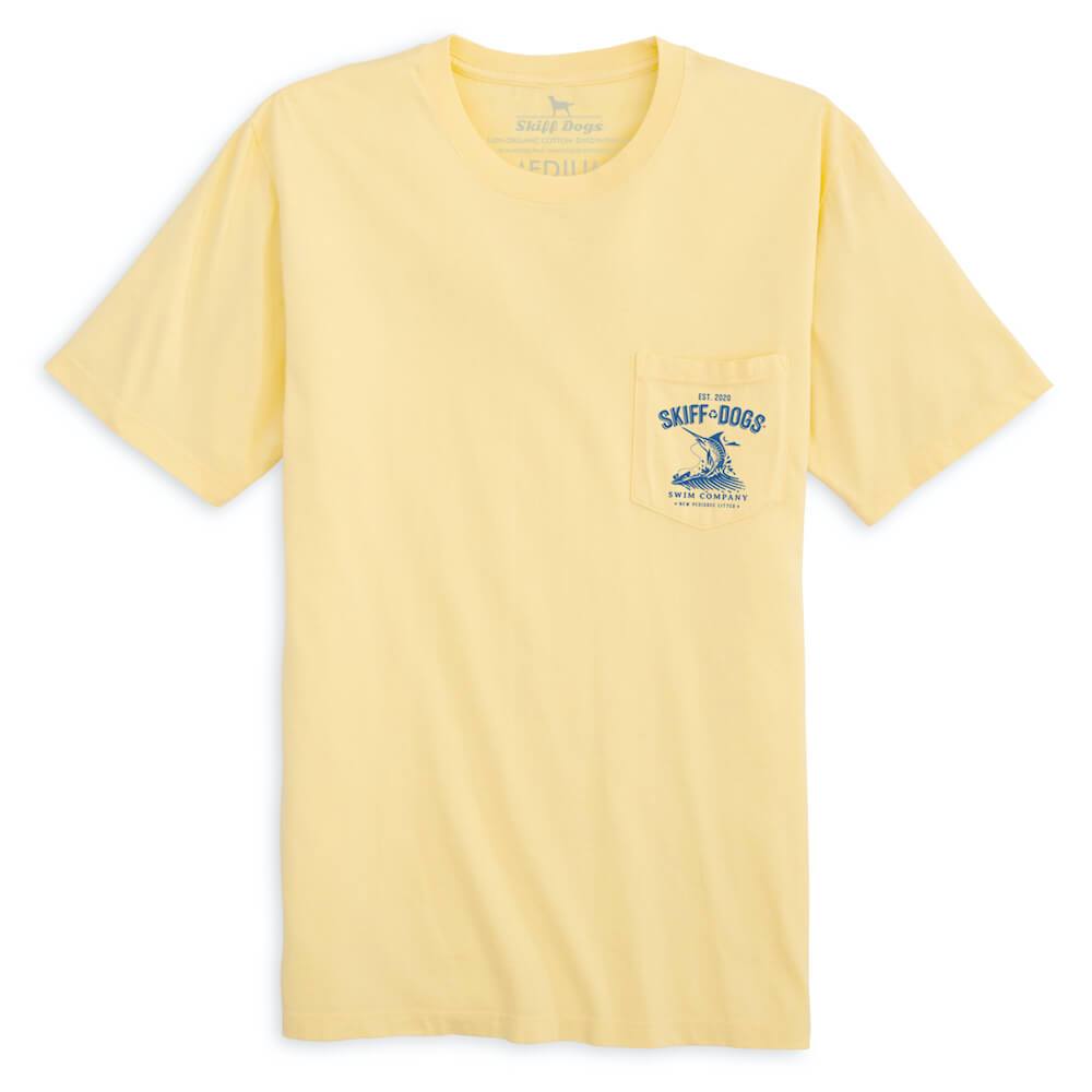 
                  
                    Load image into Gallery viewer, Marlin Mayhem: Pocket Short Sleeve T-Shirt - Yellow
                  
                