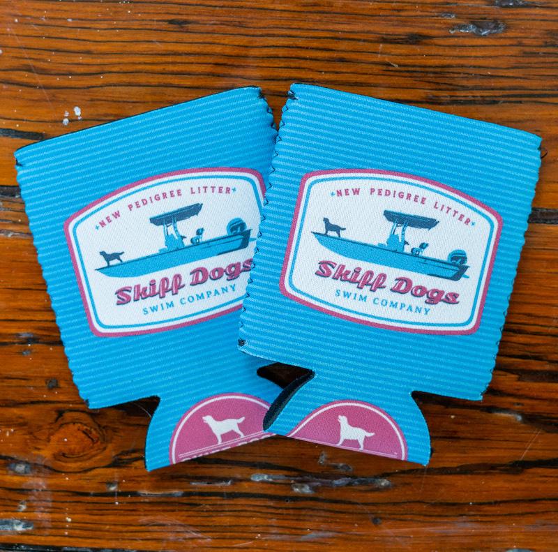 Skiff Dogs Logo: Can Cooler - Blue