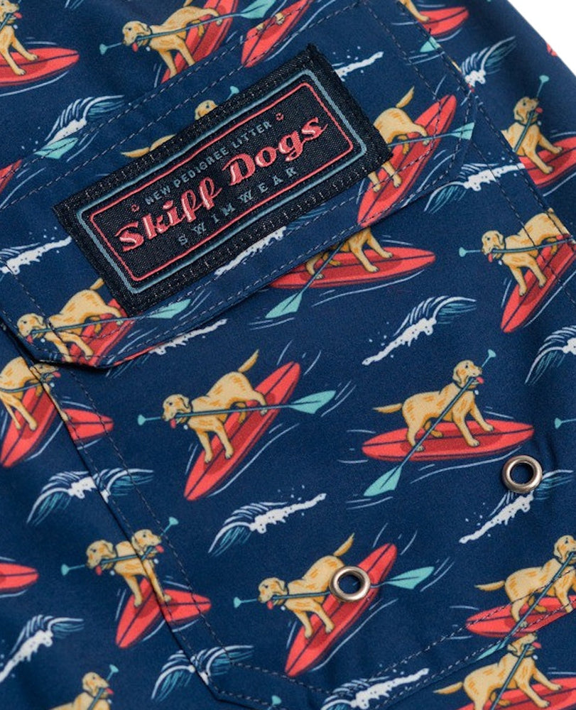 
                  
                    Load image into Gallery viewer, Doggy Paddle: Kid&amp;#39;s Swim Trunks - Navy
                  
                