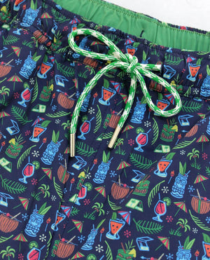 
                  
                    Load image into Gallery viewer, Tiki Happy Hour: Swim Trunks - Navy
                  
                