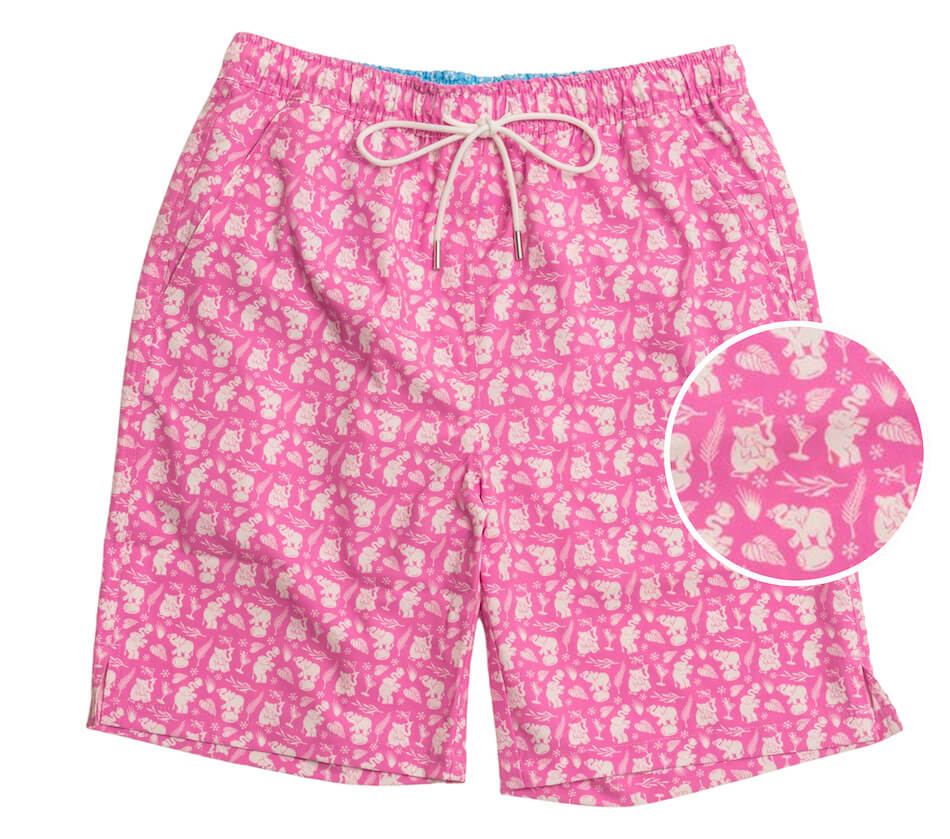 Pink Elephants: Swim Trunks - Pink