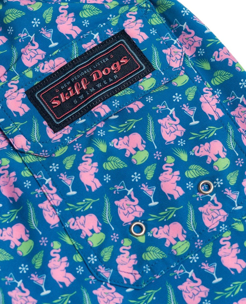 
                  
                    Load image into Gallery viewer, Pink Elephants: Swim Trunks - Blue
                  
                