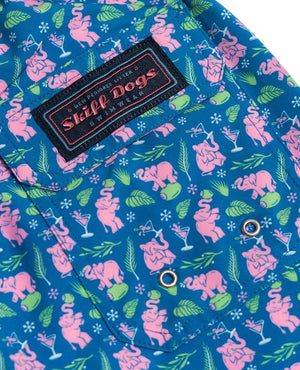 
                  
                    Load image into Gallery viewer, Pink Elephants: Swim Trunks - Blue
                  
                