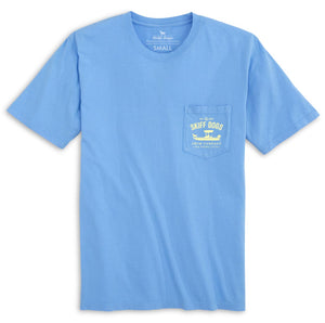 
                  
                    Load image into Gallery viewer, Skiff Dogs Hometown: Pocket Short Sleeve T-Shirt - Azure/Yellow
                  
                
