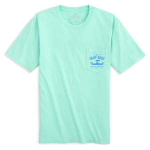 
                  
                    Load image into Gallery viewer, Skiff Dogs Hometown: Pocket Short Sleeve T-Shirt - Mint/Blue
                  
                