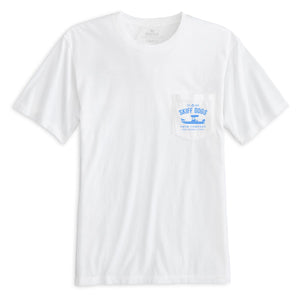 
                  
                    Load image into Gallery viewer, Skiff Dogs Hometown: Pocket Short Sleeve T-Shirt - White/Light Blue
                  
                