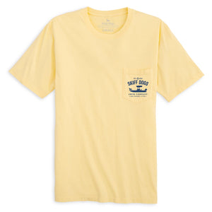 
                  
                    Load image into Gallery viewer, Skiff Dogs Hometown: Pocket Short Sleeve T-Shirt - Yellow/Blue
                  
                