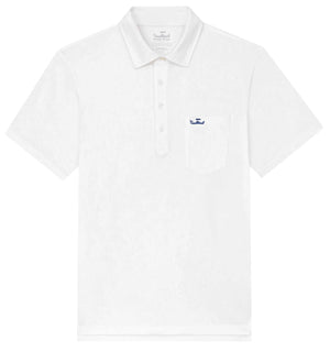 
                  
                    Load image into Gallery viewer, Upcycled Surf Polo: Skiff Dogs - White
                  
                
