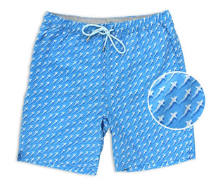 
                  
                    Load image into Gallery viewer, Reef Shark Rally: Swim Trunks - Light Blue
                  
                