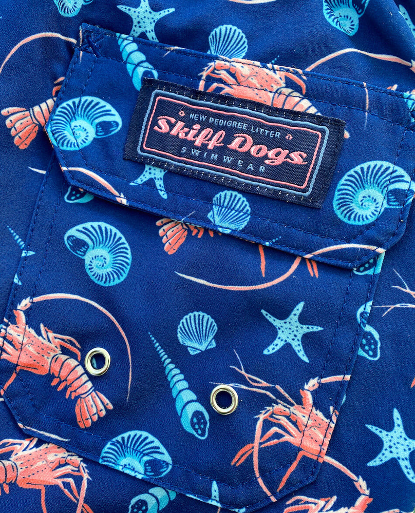 
                  
                    Load image into Gallery viewer, Spiny Lobster Season: Kid&amp;#39;s Swim Trunks - Deep Blue
                  
                