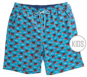 
                  
                    Load image into Gallery viewer, Doggy Paddle: Kid&amp;#39;s Swim Trunks - Light Blue
                  
                