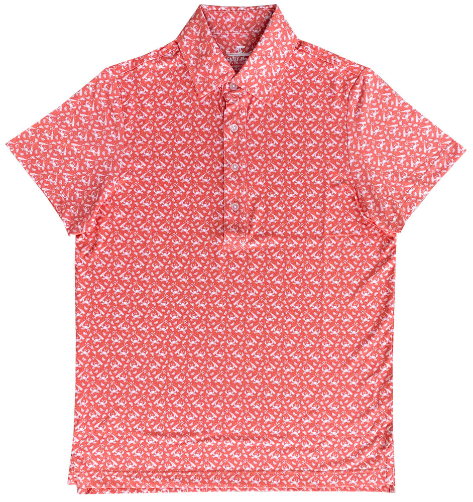 Upcycled Club Polo: Drunken Crab - Coral