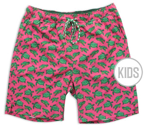 
                  
                    Load image into Gallery viewer, Turtle Tour: Kid&amp;#39;s Swim Trunks - Coral
                  
                
