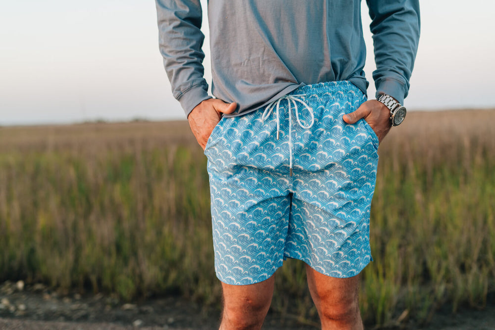 
                  
                    Load image into Gallery viewer, Big Time Breakers: Swim Trunks - Light Blue
                  
                